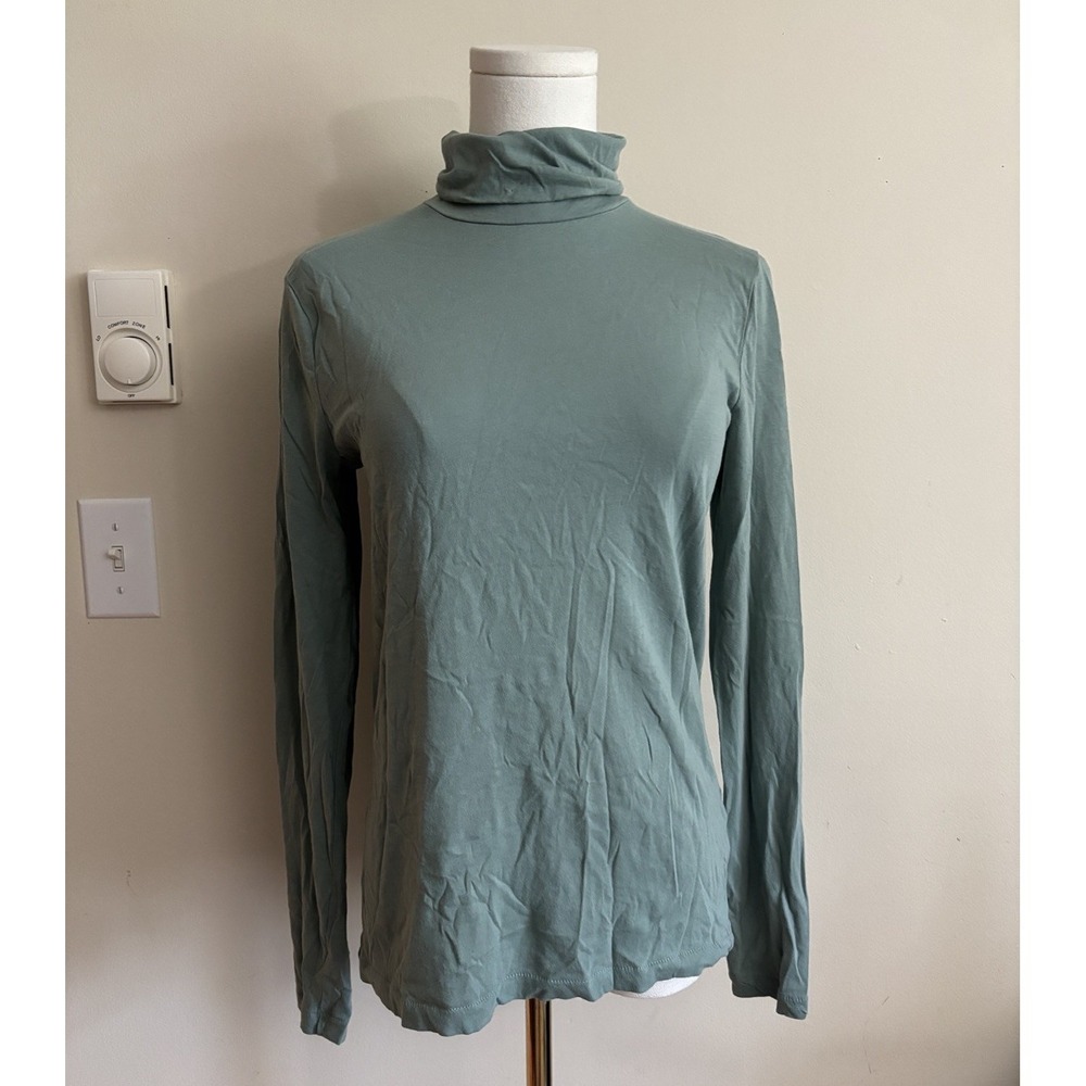 J Crew Featherweight Turtleneck Sage Eucalyptus Green Medium Casual Cotton Cute